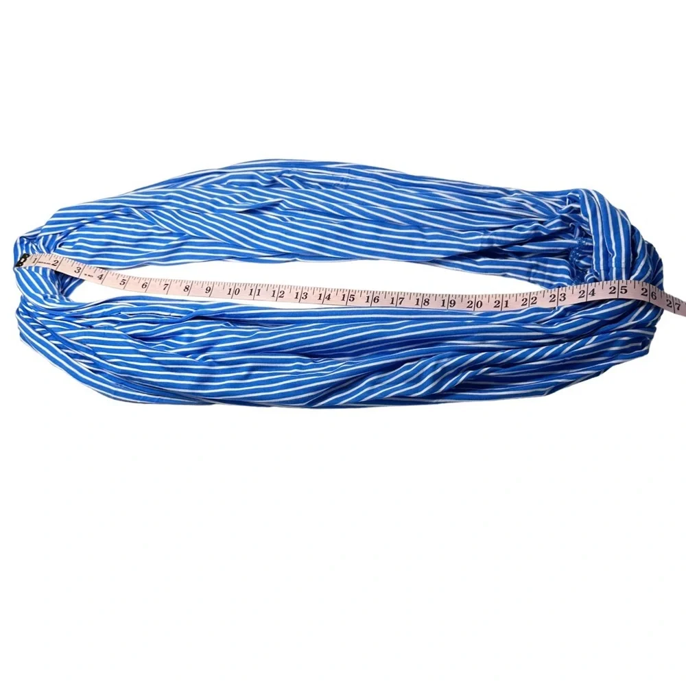 J. CREW Blue & White Striped Jersey‎ Knit Stretchy Infinity Scarf NWT